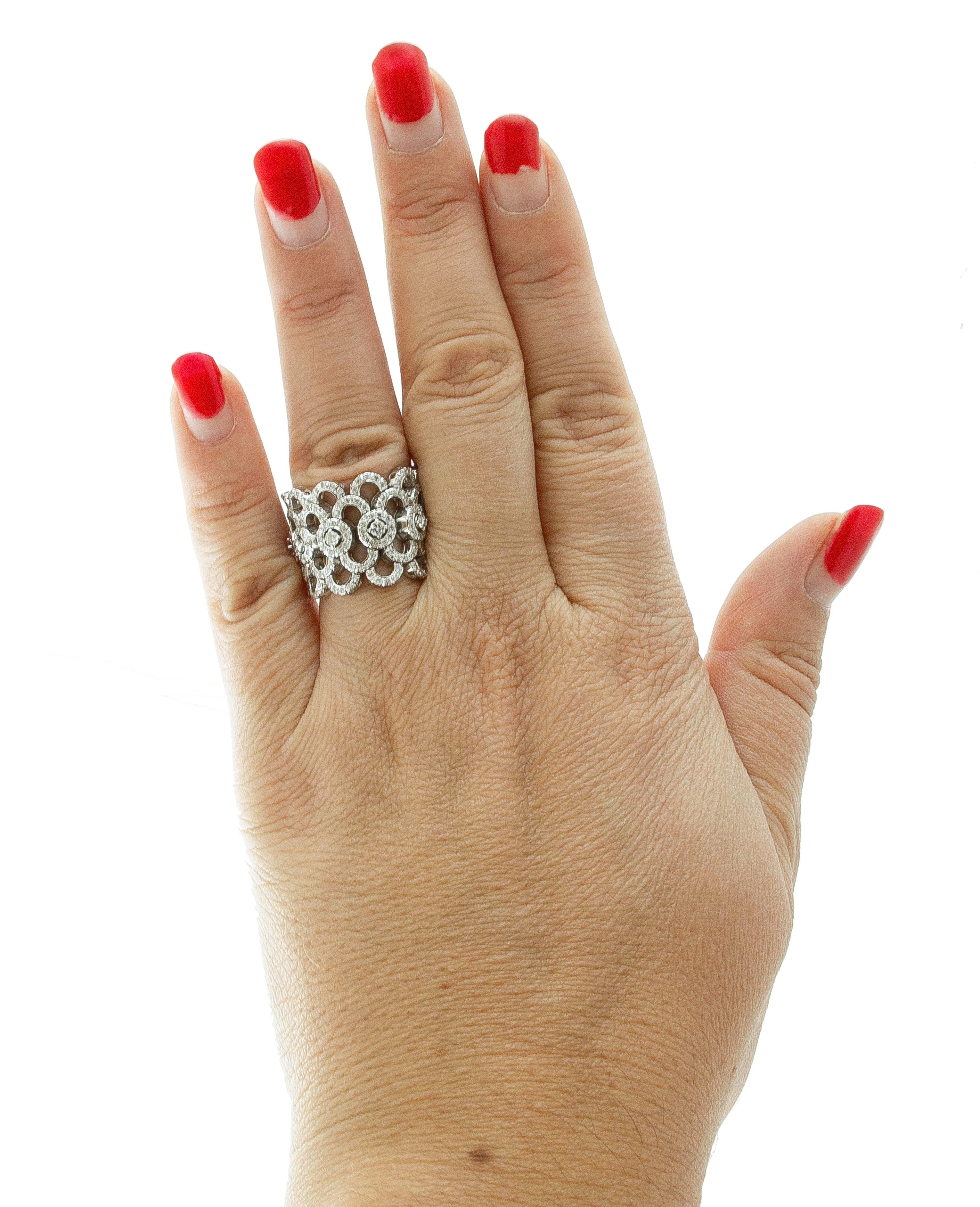 Women's Diamonds, 18 Karat White Gold Band Ring For Sale