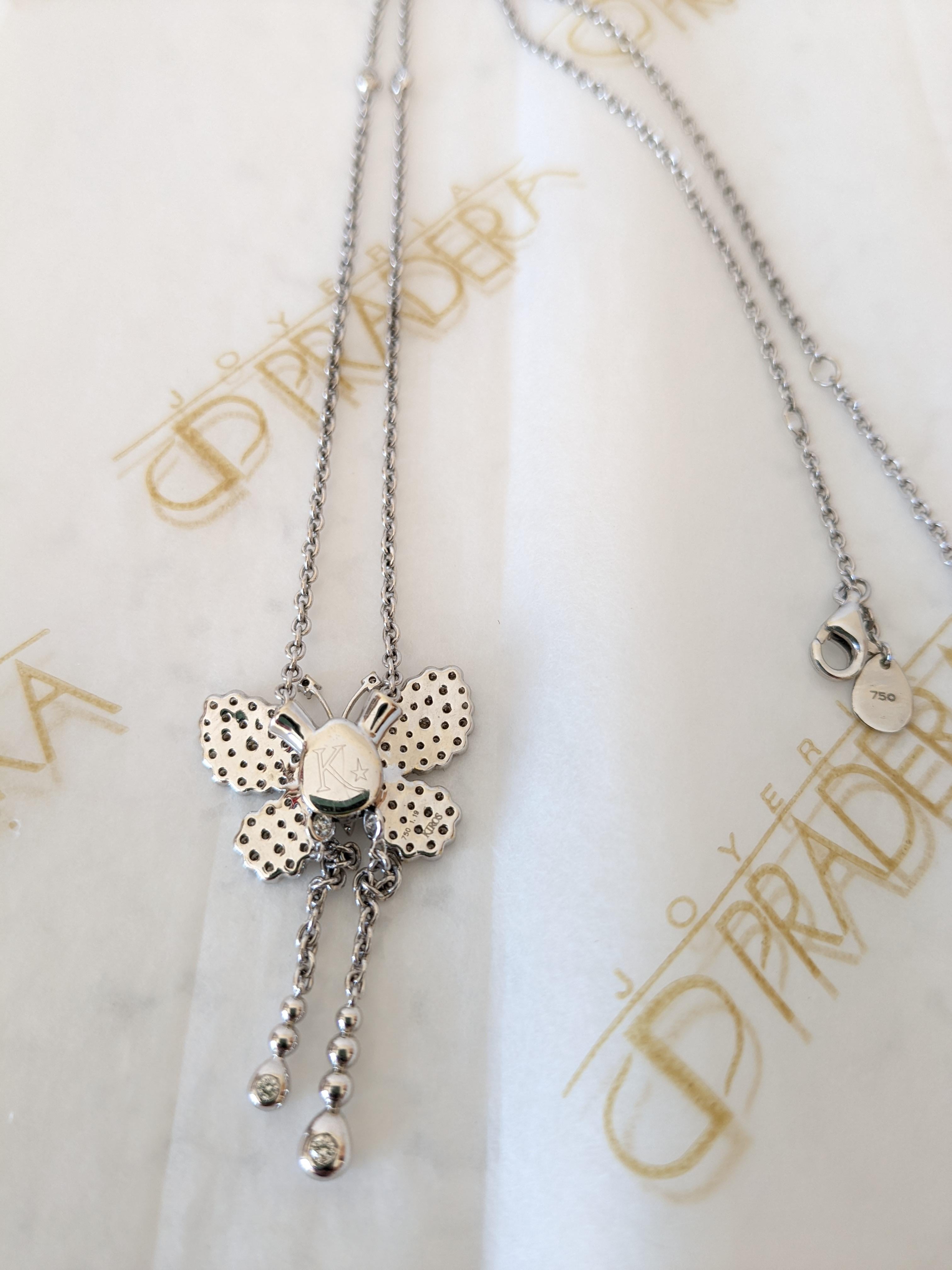 Diamanten  & 18K Weißgold Schmetterlingshalskette im Angebot 5