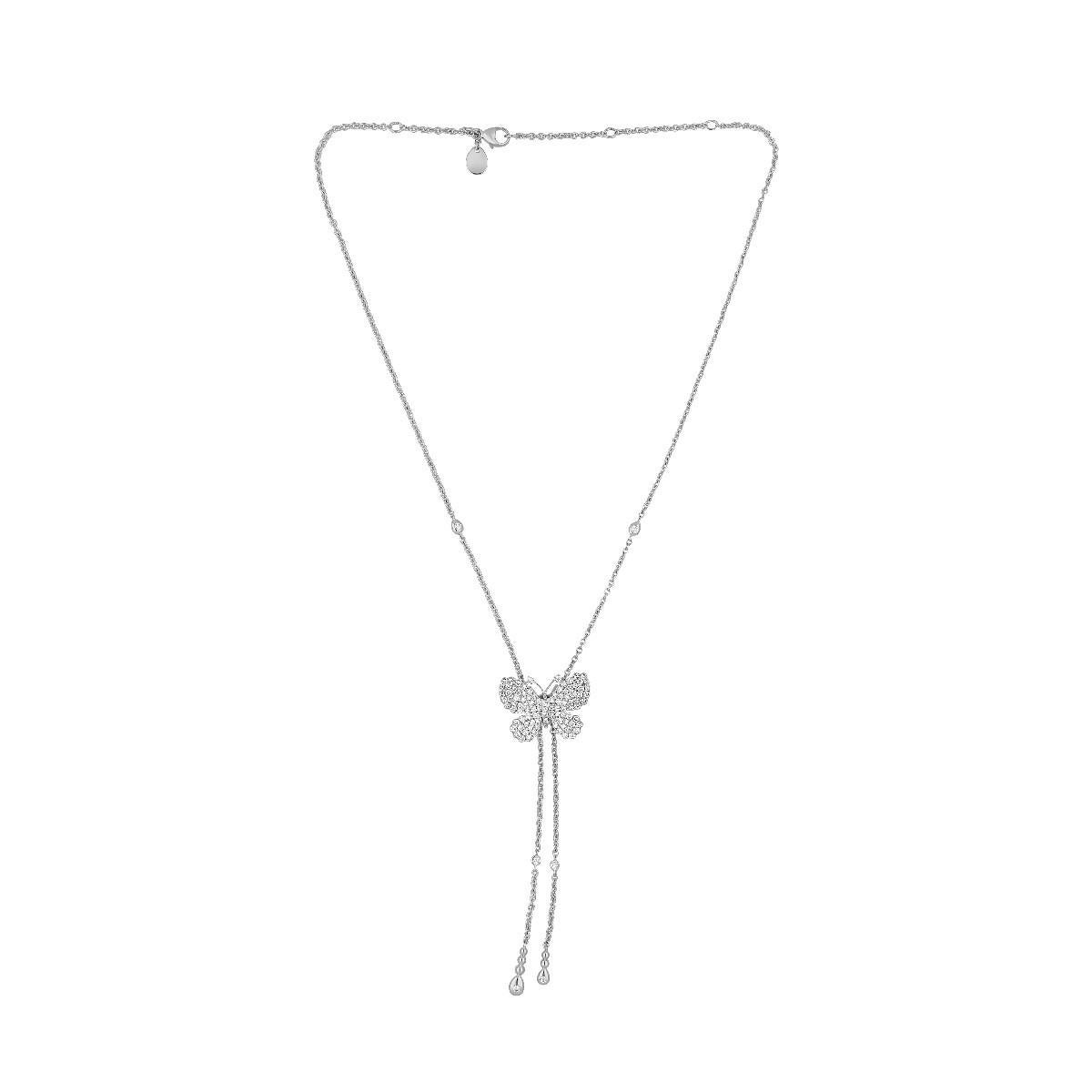 Diamanten & 18K Weißgold Schmetterlingshalskette
Die Halskette kommt in verschiedenen Verschlussmaßnahmen 48, 46, 43 cm
und die Kette kann verlängert oder verkürzt werden, um sie als Halsband oder längere Halskette zu verwenden, sehr anpassungsfähig