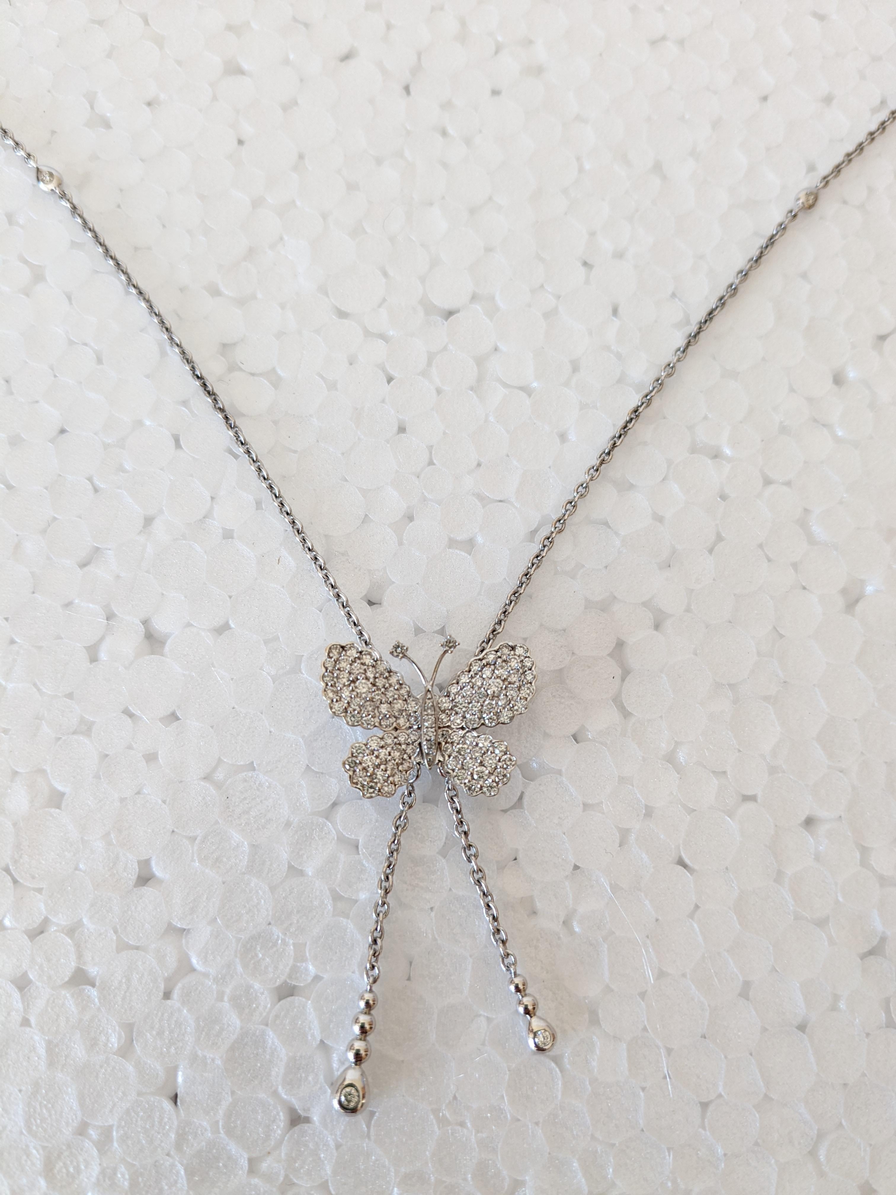 Diamanten  & 18K Weißgold Schmetterlingshalskette im Zustand „Neu“ im Angebot in Bilbao, ES