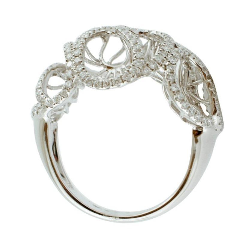 Modern Diamonds, 18 Karat White Gold Fashion Dome Ring For Sale