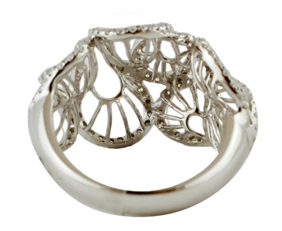 Brilliant Cut Diamonds, 18 Karat White Gold Fashion Dome Ring For Sale