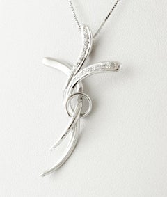 Diamonds, 18 Karat White Gold Stylized Cross Pendant Necklace