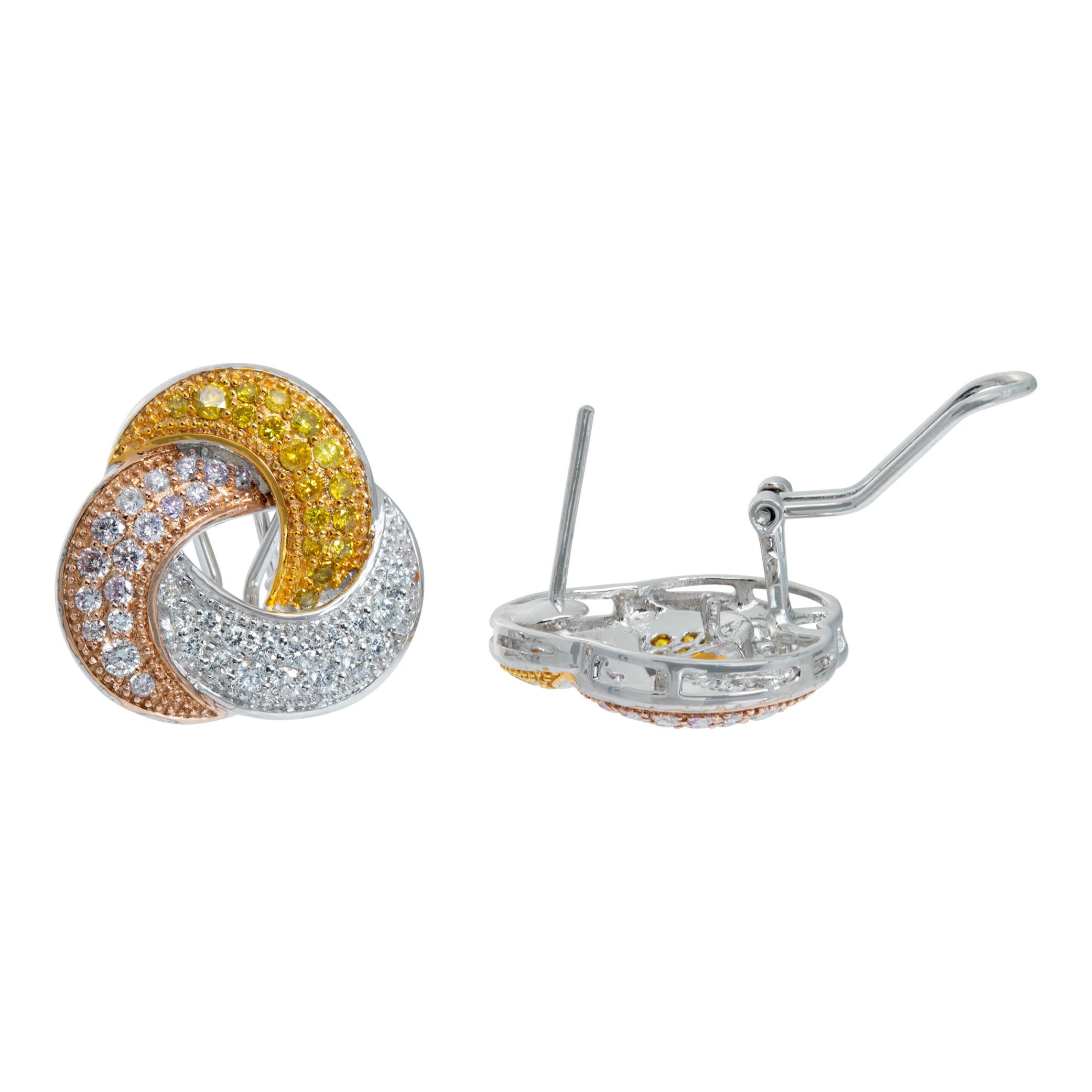 Ohrringe mit Diamanten aus 18K Weiß-, Gelb- und Roségold Damen im Angebot