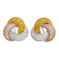 Diamonds 18K white, yellow and rose gold earrings set