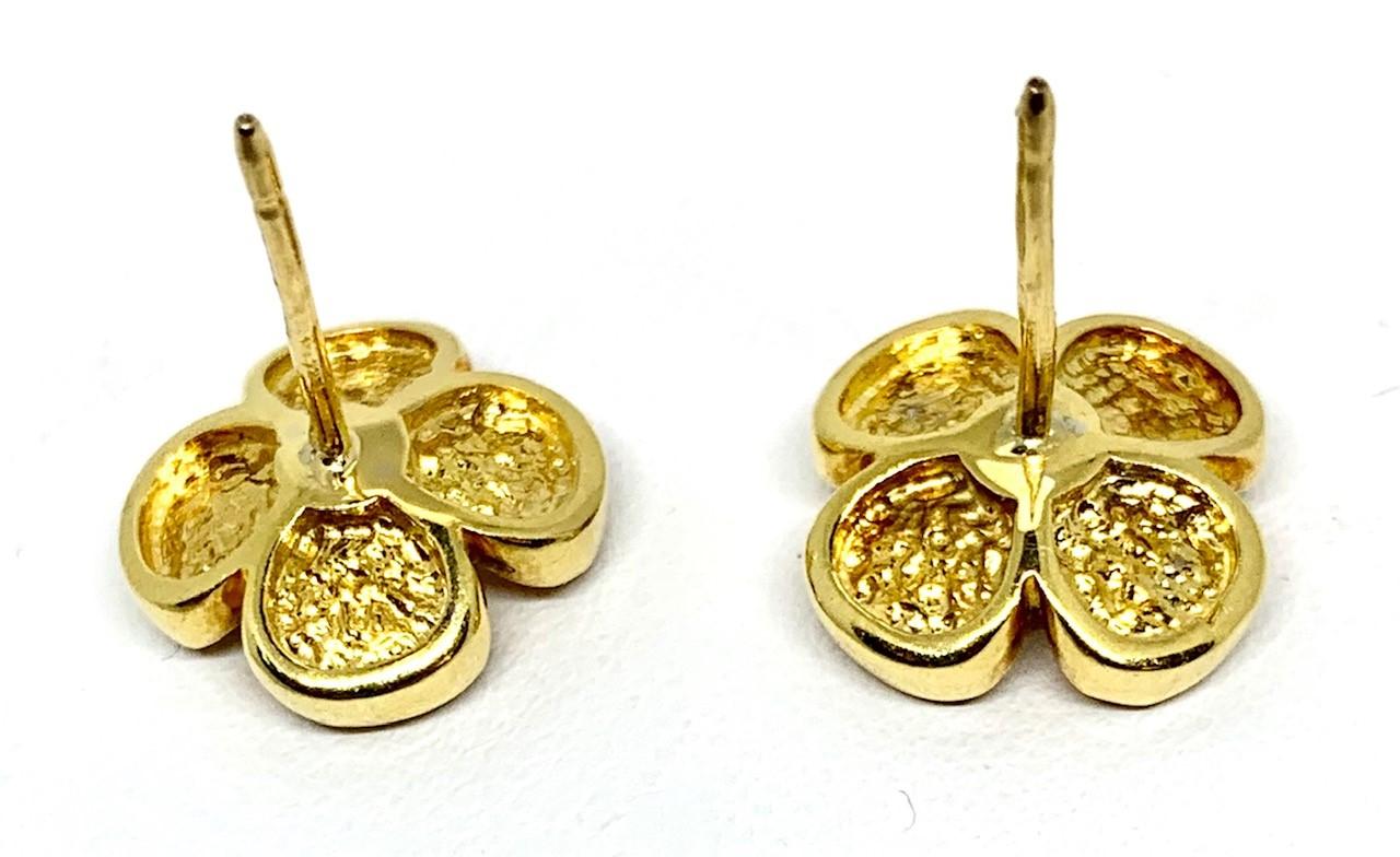 Artisan Diamonds 18 Karat Yellow and White Gold Flower Earrings