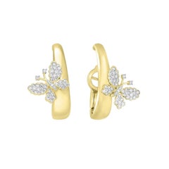 Diamants  & Boucles d'oreilles papillon en or jaune 18K