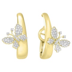 Diamonds  & 18K Yellow Gold Butterfly Earrings
