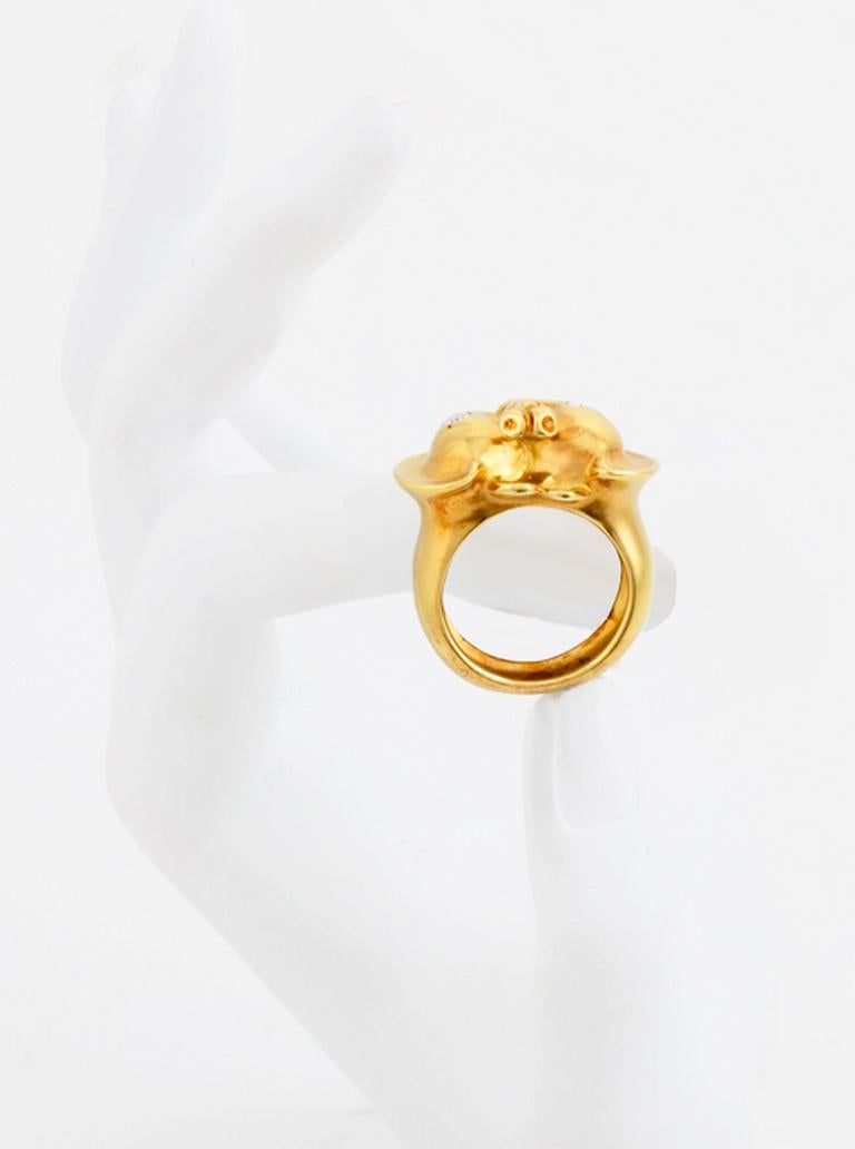 Women's Diamonds 18k Yellow Gold ELEPHANTS IN LOVE Ring by John Landrum Bryant For Sale