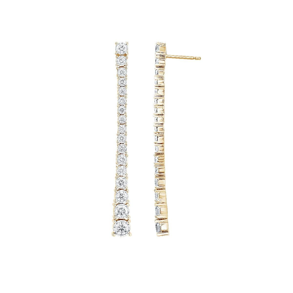 Boucles d'oreilles en or jaune 18 carats et diamants
MATERIALS
Poids des boucles d'oreilles :   7,05 grammes
34 diamants au total  1,72 ct. 
Qualité du diamant GVVS
Les diamants sont sertis à l'aide d'une technologie moderne. Elles sont serties dans