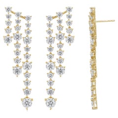 Diamants  & Boucles d'oreilles cascade en or jaune 18K