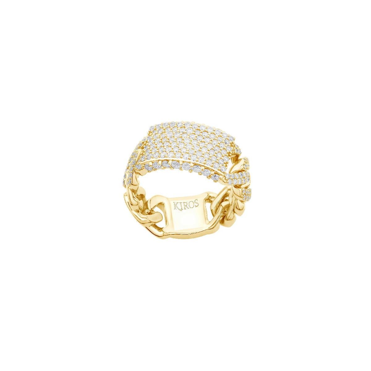 Diamonds & 18K Yellow Gold Serenata Ring

MATERIALS
◘ Ring Weight:   10,56 grams
◘ 169 Diamonds total  1,20 ct. 

Irama Pradera is a dynamic and outgoing designer from Spain that searches always for the best gems and combines classic with