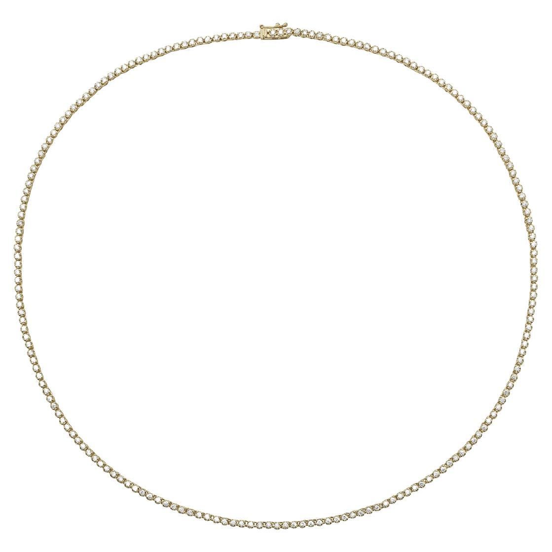 Diamanten 1,96 Karat Straight Line Diamant-Tennis-Halskette im Angebot