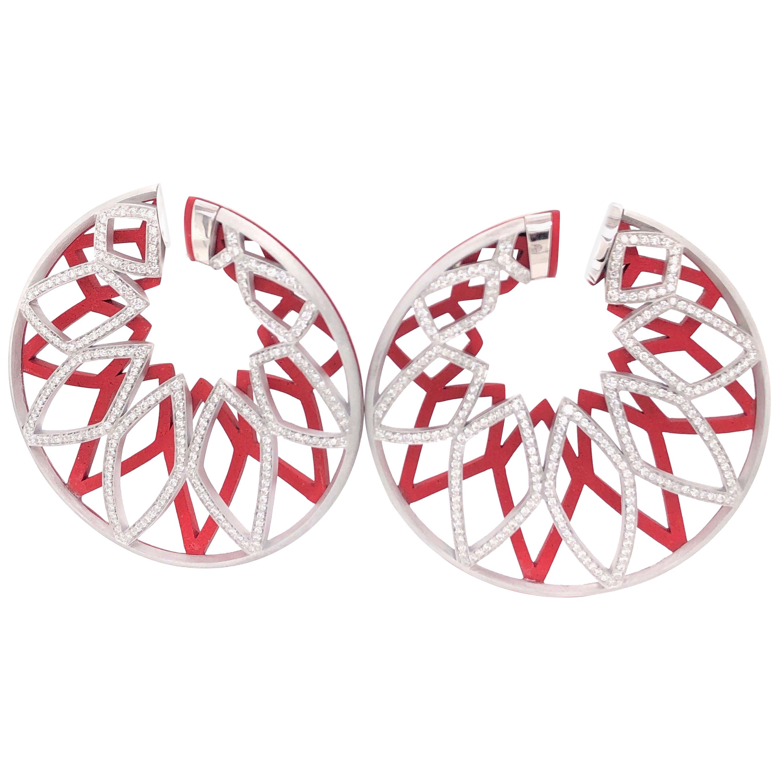 Diamonds 2.60 Carat Aluminium Hoops Earrings For Sale