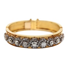 Diamonds 7Ct Bracelet 18K Yellow Gold France, 1890 Antique Diamonds 7Ct Bracelet 18K Yellow Gold France, 1890