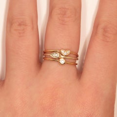 Diamonds 9 Karat Rose White Gold Stacking Rings Handcrafted in Italy