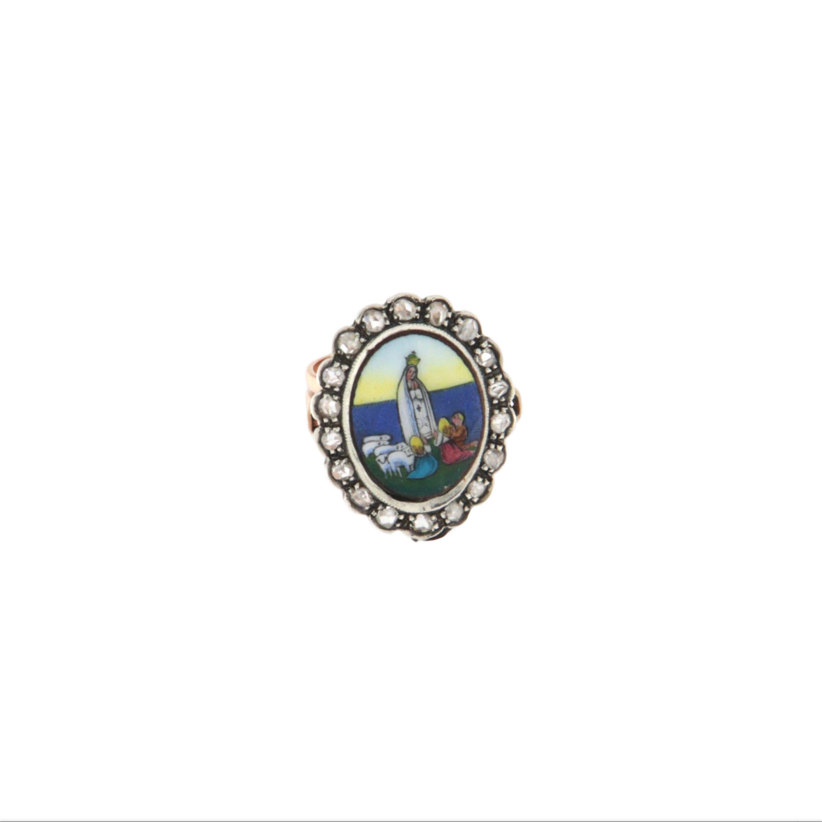 Rose Cut Diamonds 9 Karat Yellow Gold Cocktail Ring For Sale