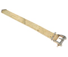 9kt Gold & Silver Cuff Bracelet with 1.17ct Diamonds, Italy 1950