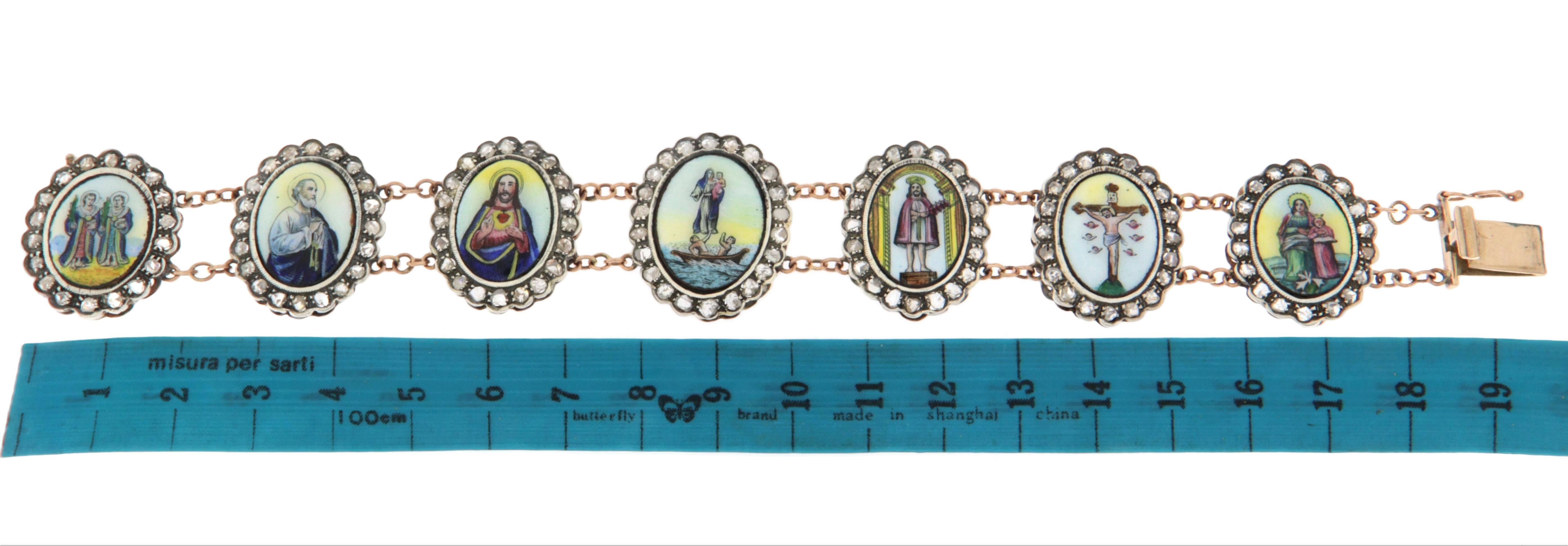 Bracelet manchette en or jaune 9 carats et diamants Neuf - En vente à Marcianise, IT