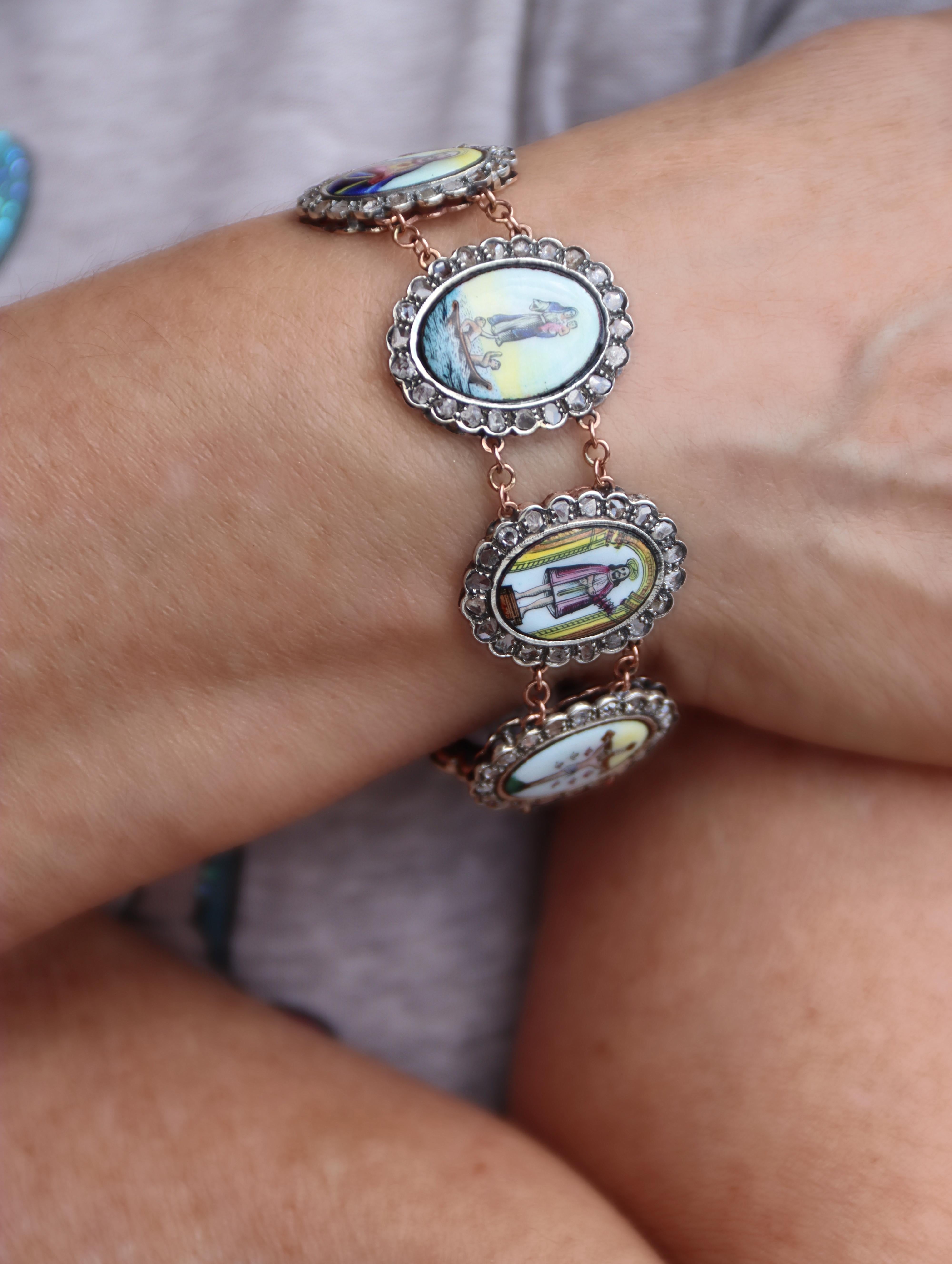 Bracelet manchette en or jaune 9 carats et diamants en vente 3