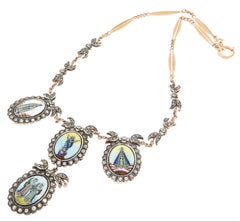 Diamonds 9 Karat Yellow Gold Sacred Pendant Necklace