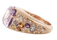 Diamonds Amethyst Peridots Orange Light Blue Topaz Iolite Garnet Rose Gold Ring