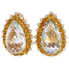 Diamonds Amethyst Topaz Rose Gold Earrings