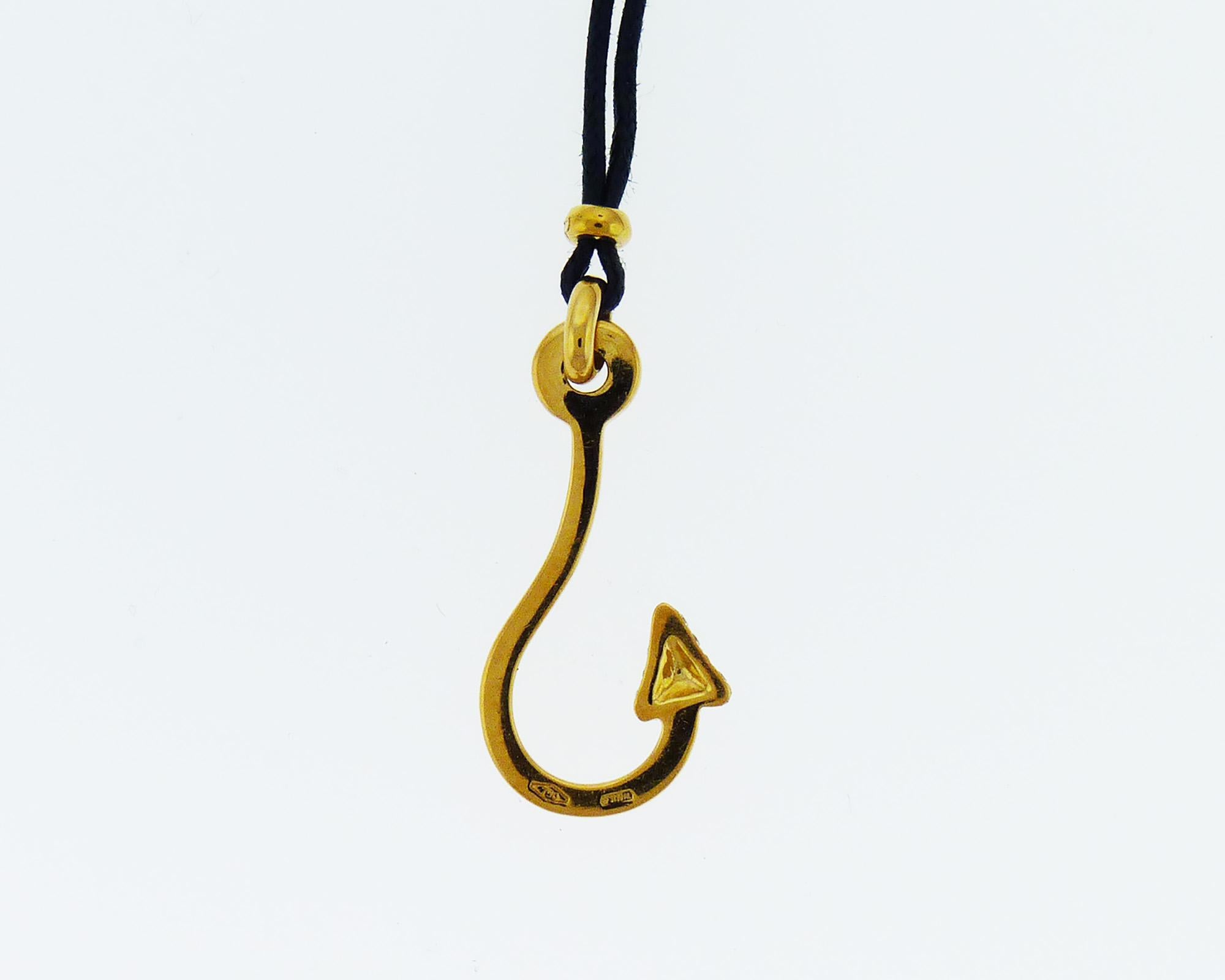 Contemporary Diamonds and 18 Karat Yellow Gold Anchor Pendant Necklace