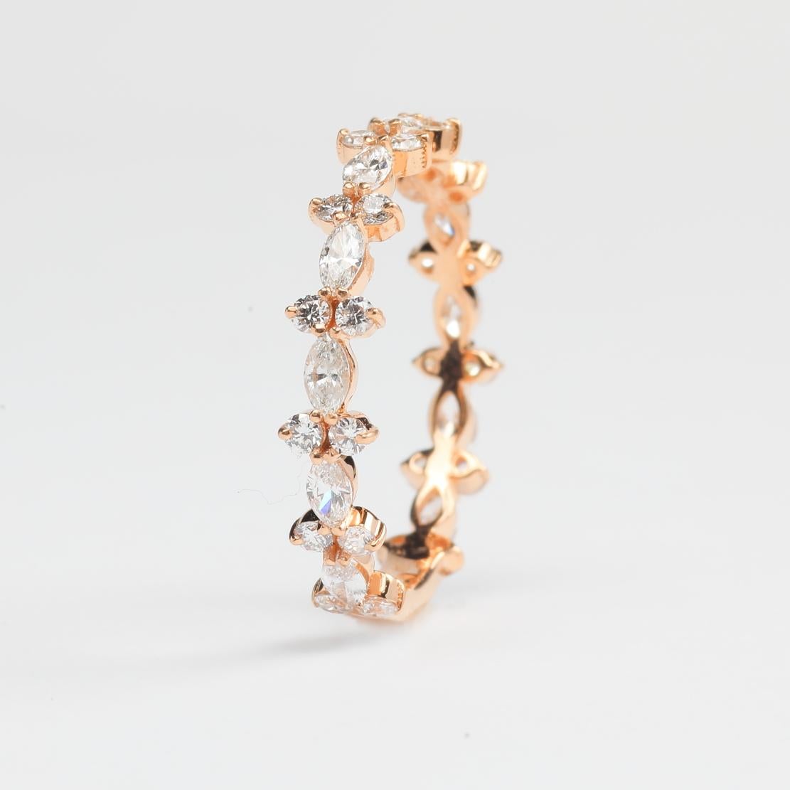Classy and chic Stackable Diamond Band Ring, featuring:
✧ Prong set natural diamonds weighing 0.50 tcw  (F-G color, VS clarity) 
✧ Approximately 2.10 grams of 18K Rose Gold
✧ Free appraisal included with your purchase
✧ Comes with beautiful