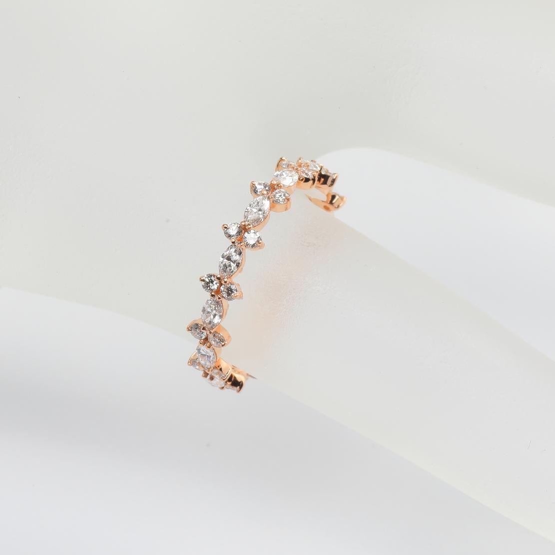 Contemporary Diamonds and 18K Rose Gold Band Ring