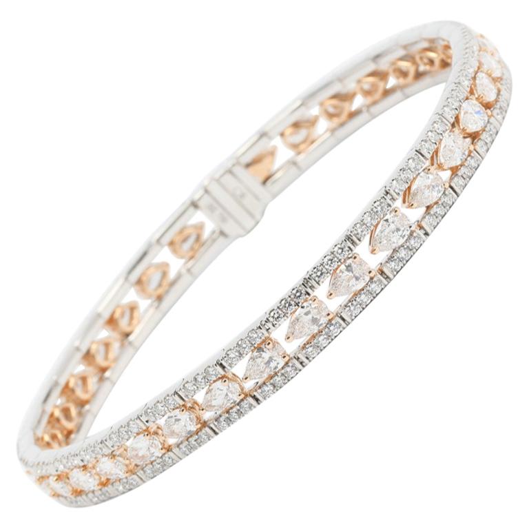 Diamonds and 18K Two Tone Gold Tennis Bracelet For Sale at 1stDibs
