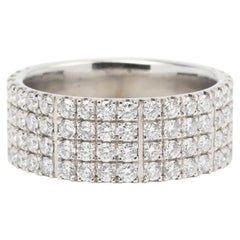 Diamonds and 18K White Multi Row Gold Band Ring