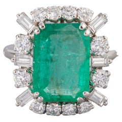 Diamonds and 4.40 Carats Emerald Mauboussin Paris Ring