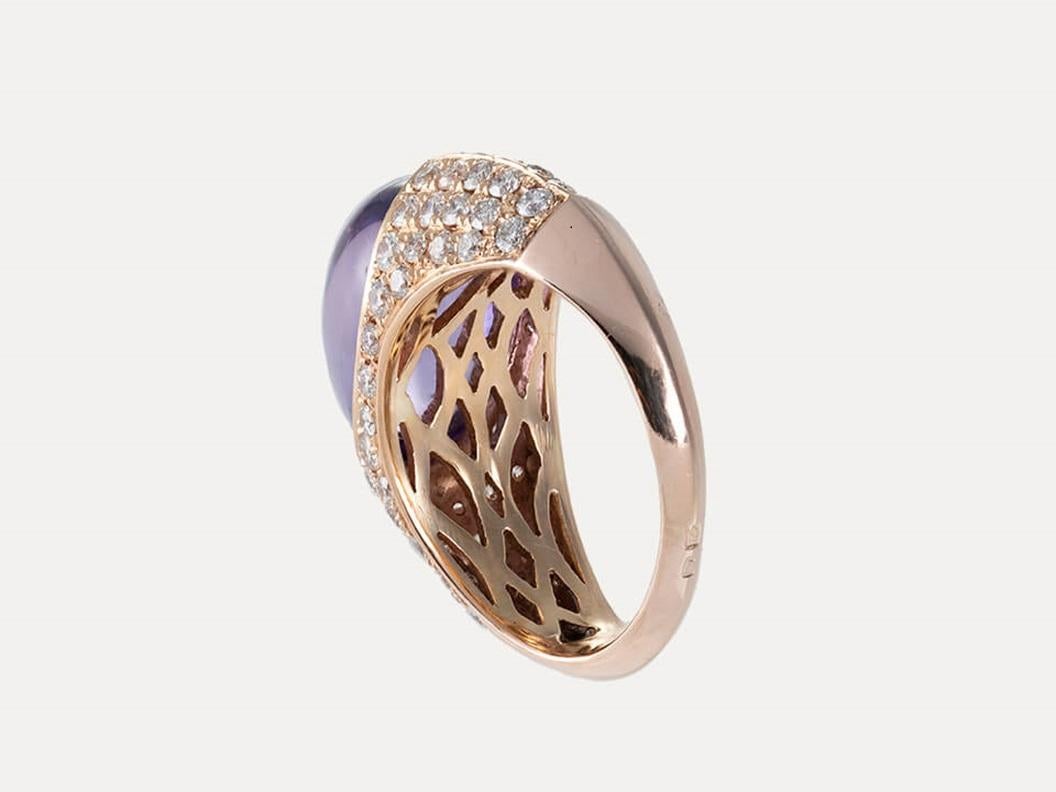 Contemporary Goldring mit Diamanten und Amethyst (Zeitgenössisch) im Angebot