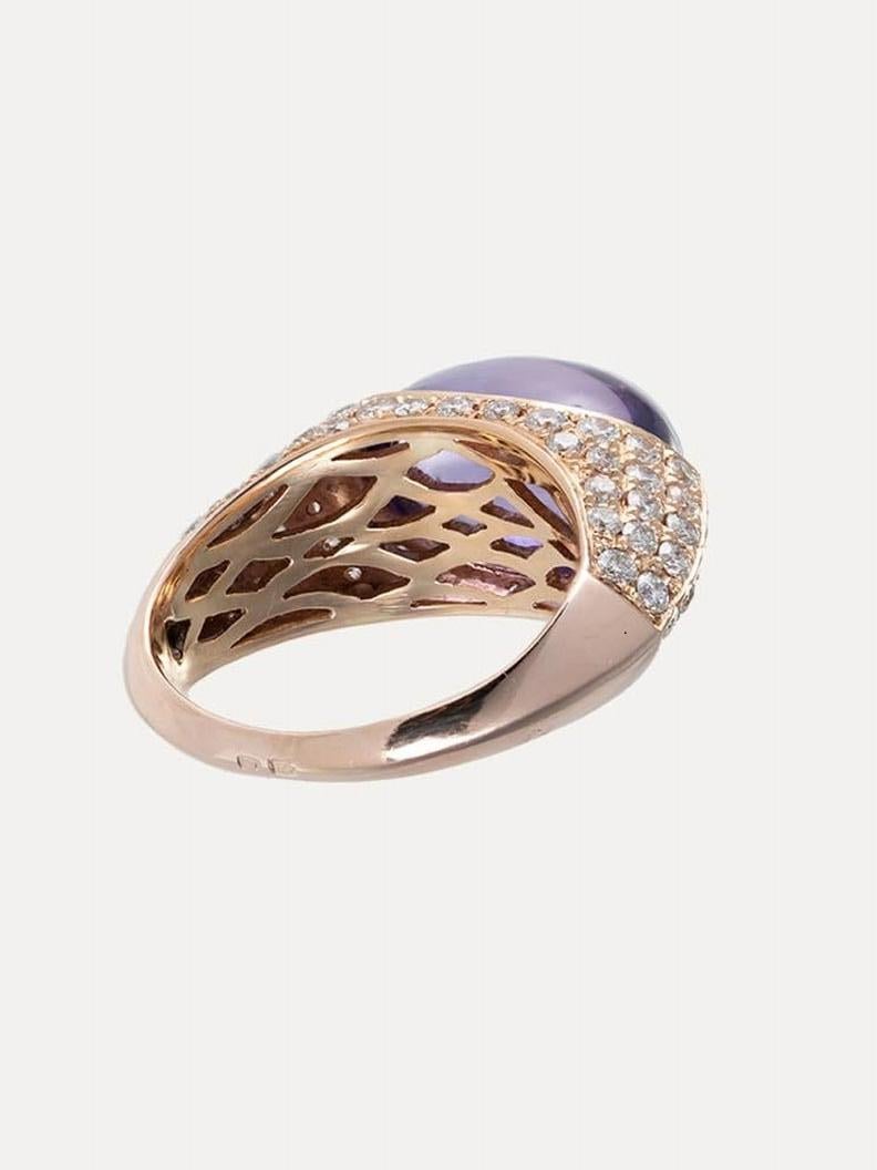 Contemporary Goldring mit Diamanten und Amethyst (Brillantschliff) im Angebot