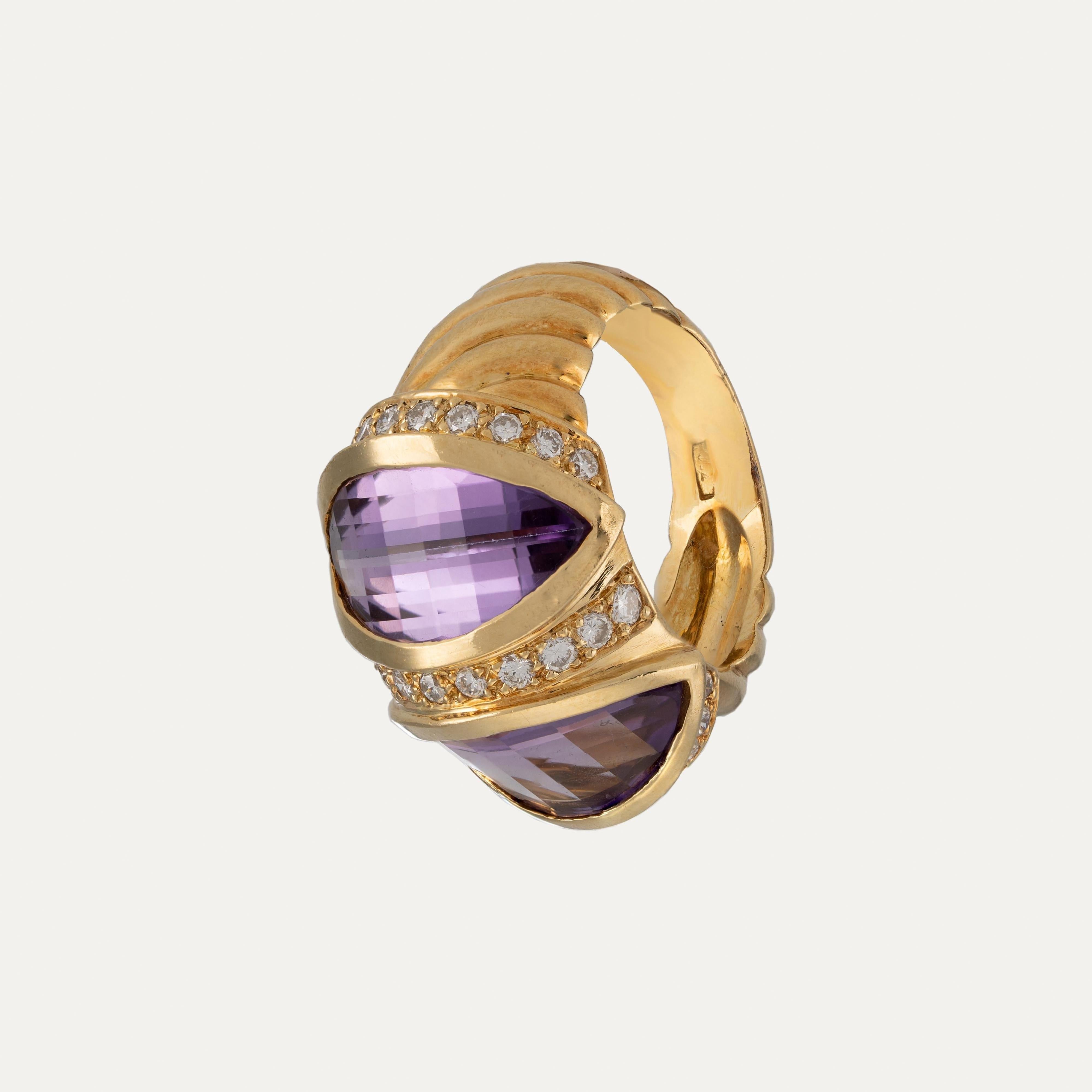 Bague en or, diamants et améthyste Excellent état - En vente à Lisboa, PT