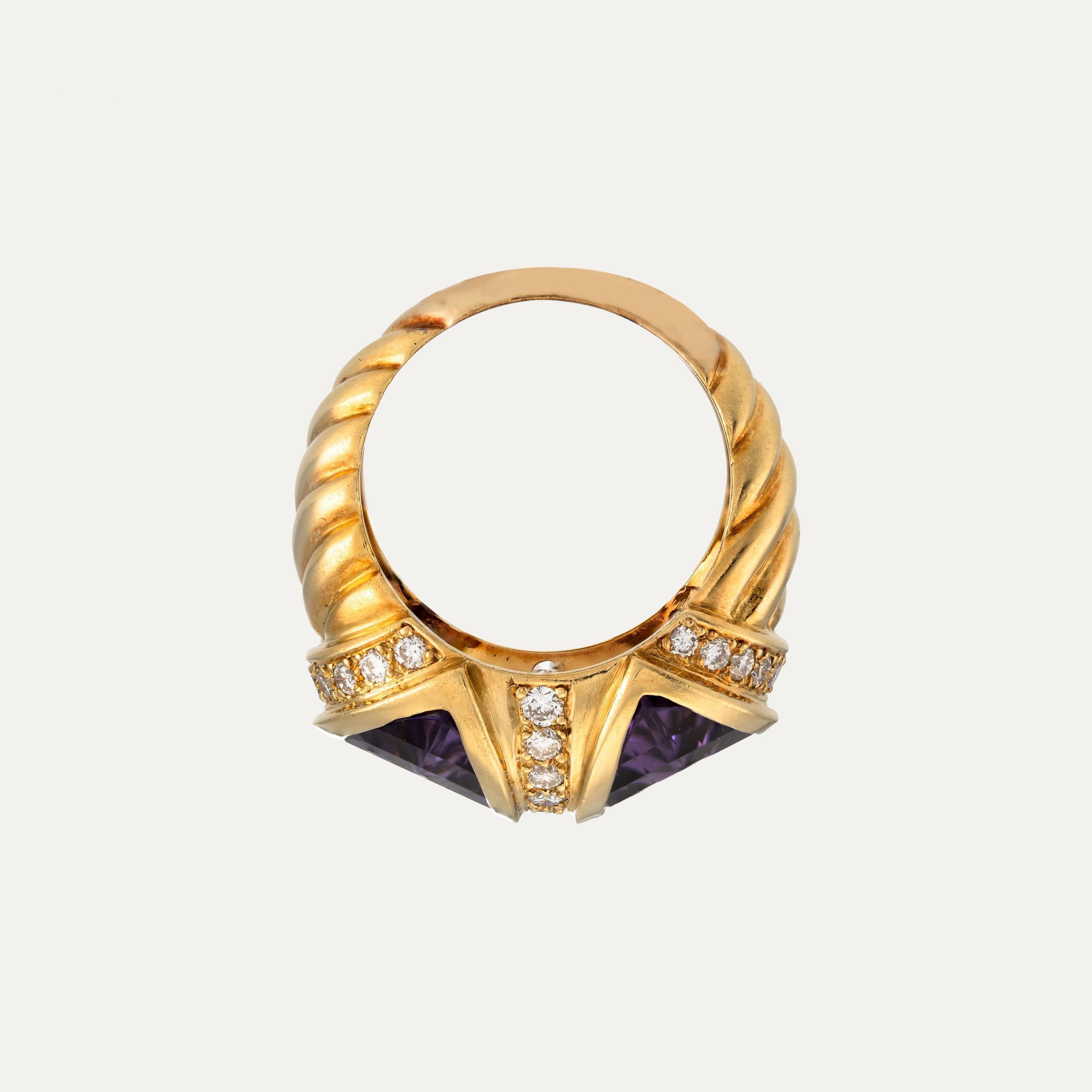 Bague en or, diamants et améthyste Unisexe en vente