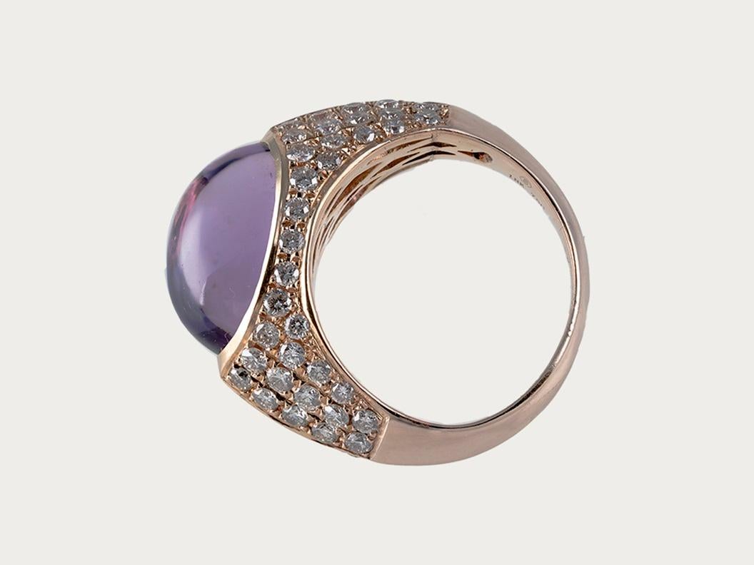 Contemporary Goldring mit Diamanten und Amethyst für Damen oder Herren im Angebot