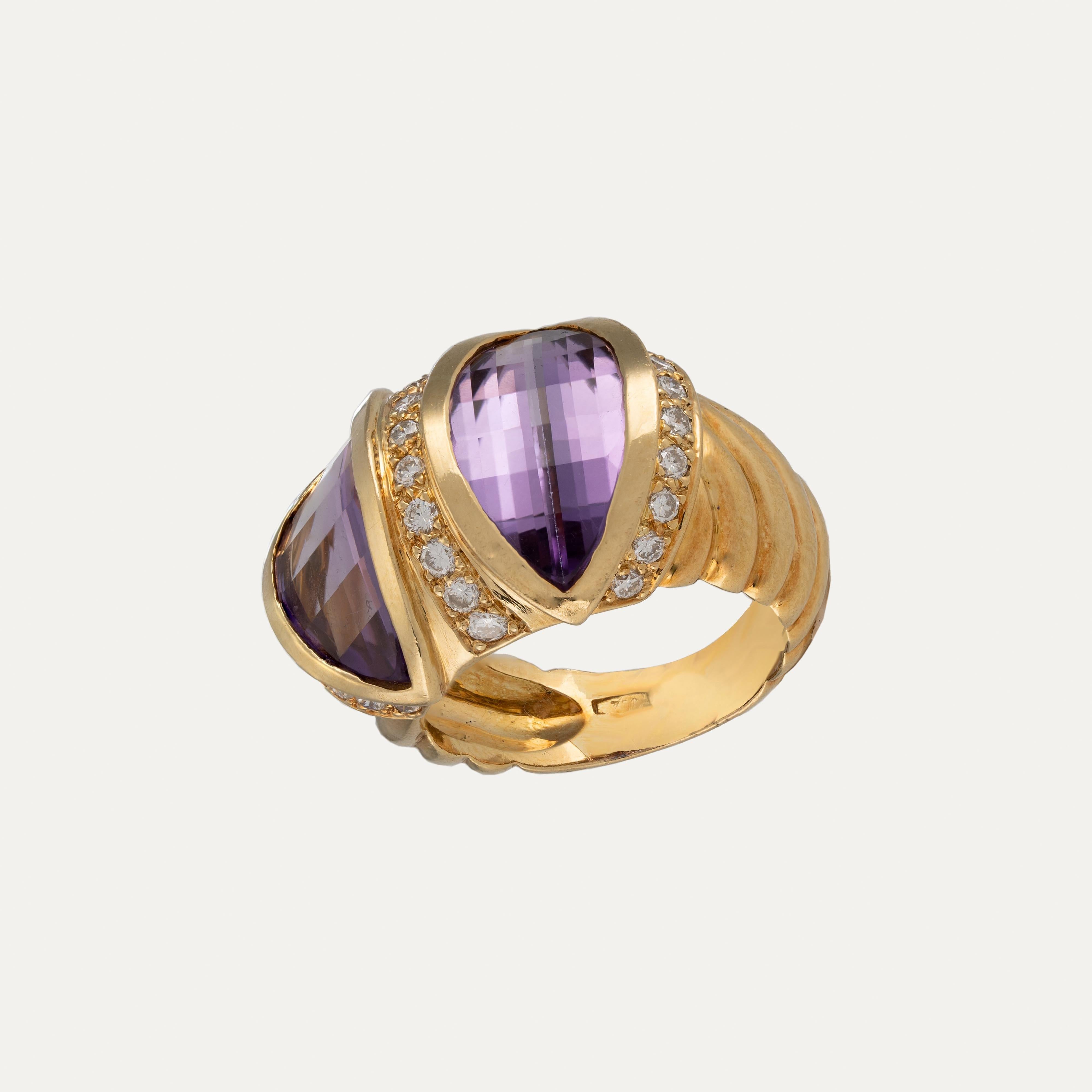 Bague en or, diamants et améthyste en vente 1
