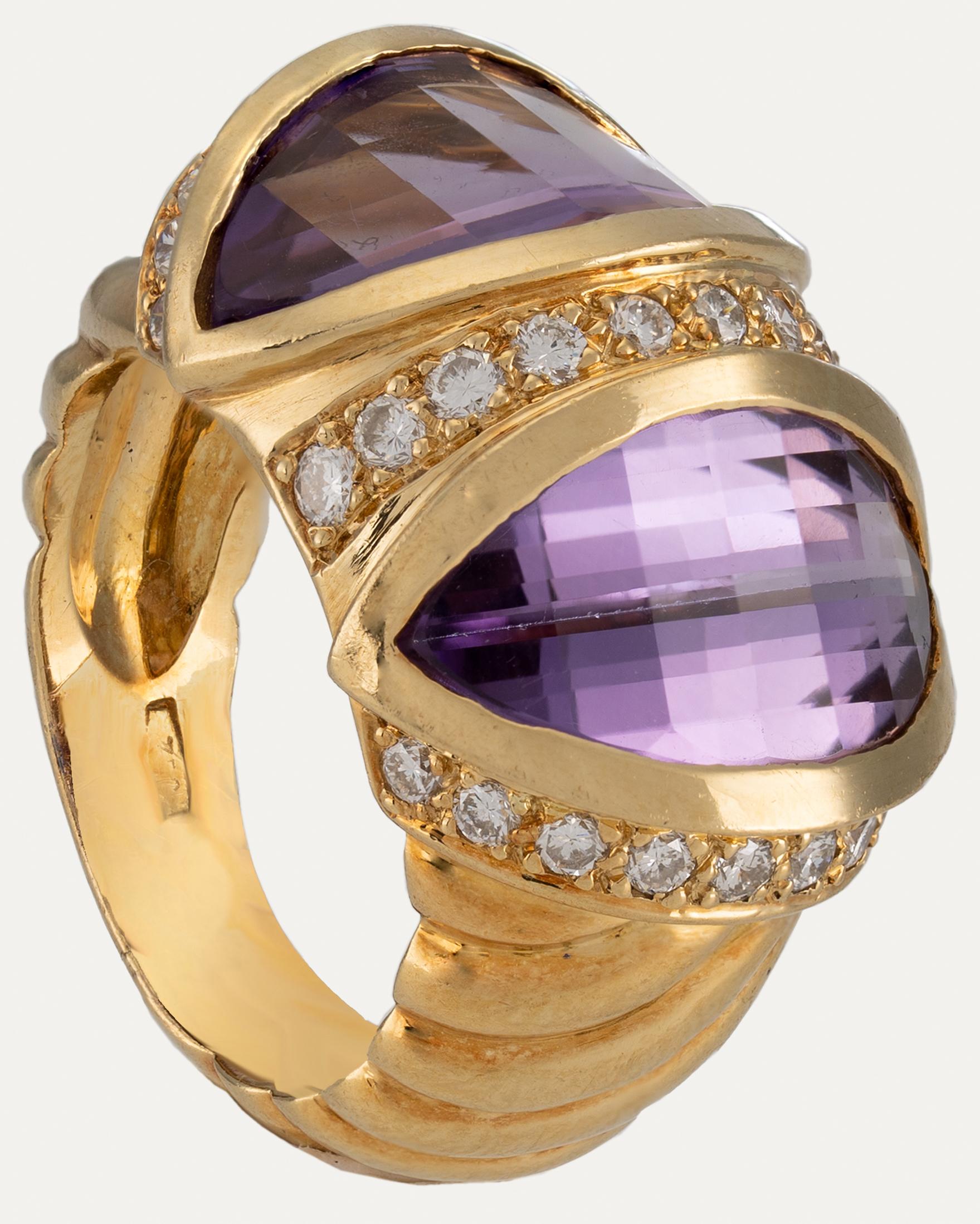 Bague en or, diamants et améthyste en vente 2