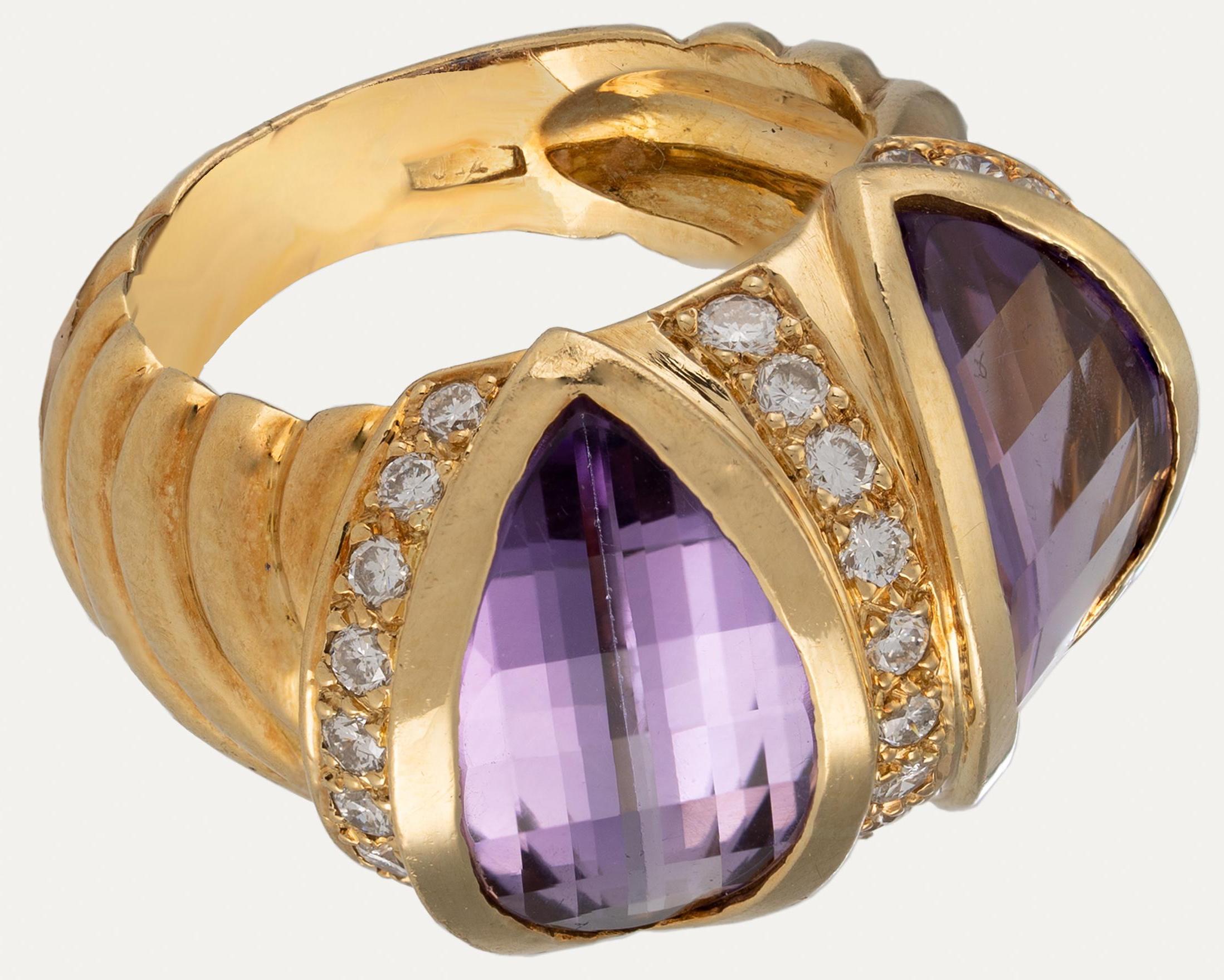 Bague en or, diamants et améthyste en vente 3