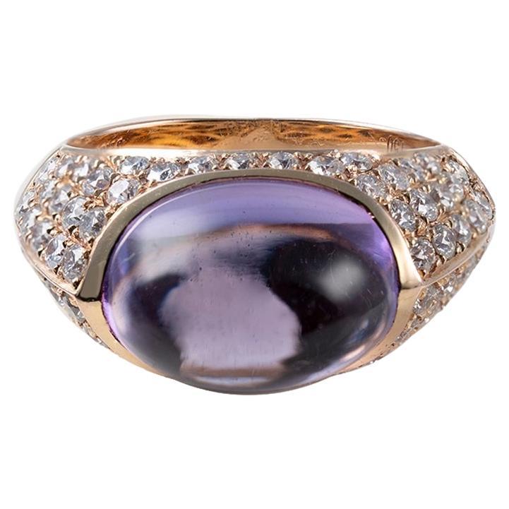 Contemporary Goldring mit Diamanten und Amethyst