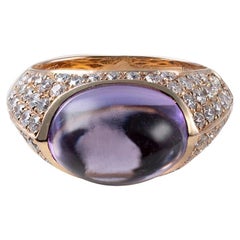 Contemporary Goldring mit Diamanten und Amethyst