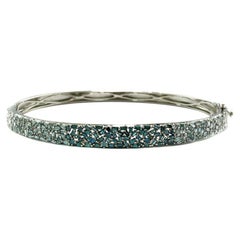 Diamonds and blue topazes Bangle 18Kt White Gold Unique piece bicolor blue white