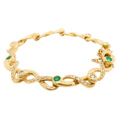 Diamonds and Emerald Retro Bracelet Yellow Gold 18 Karat