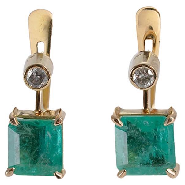 Diamonds and Emeralds Gold Earrings