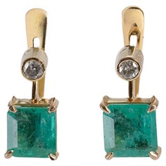 Diamonds and Emeralds Gold Earrings