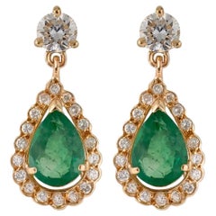 Diamonds and Emeralds Gold Earrings