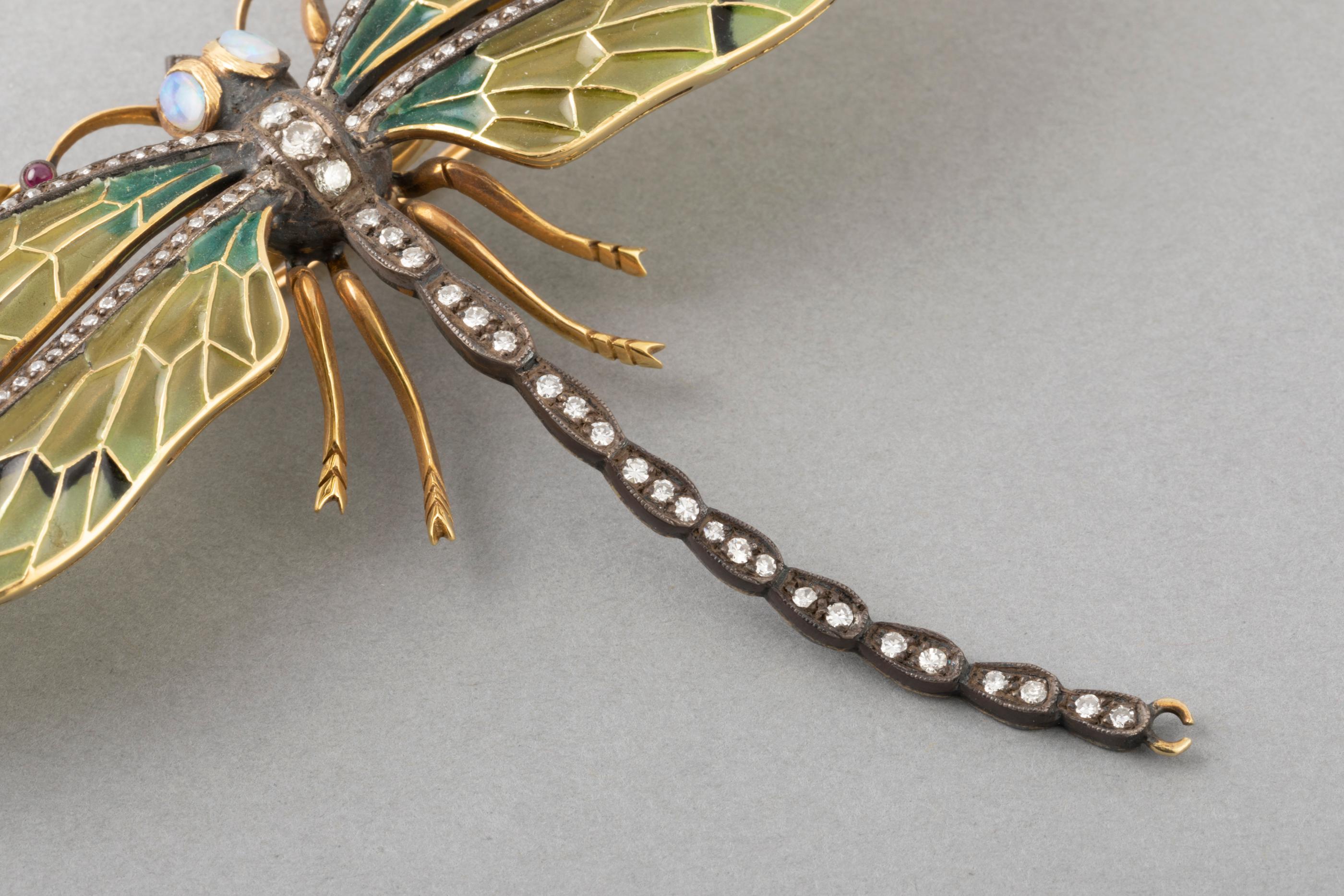 Diamonds and Enamel French Dragonfly Brooch 2