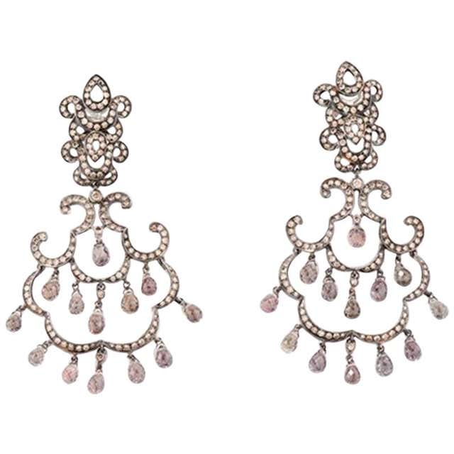 Diamond, Pearl and Antique Chandelier Earrings - 1,083 For Sale at ...